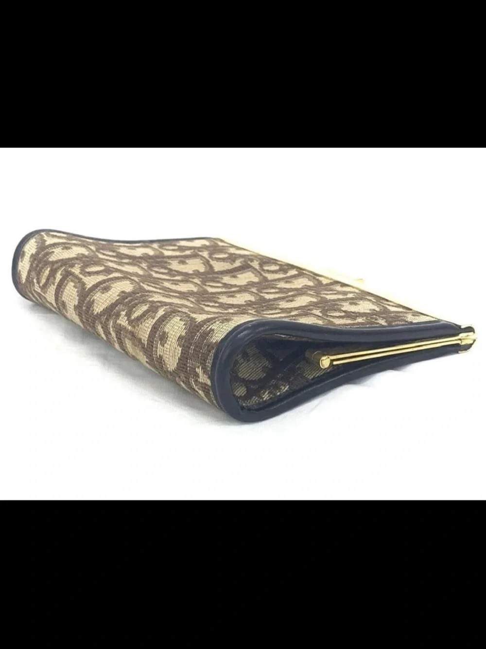 Dior Tan and Brown Monogram Frame Coin Purse